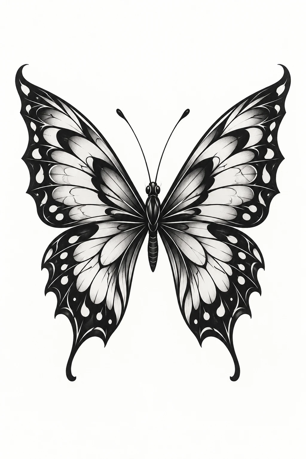 Blackwork Butterfly Tattoo Template — butterfly tattoo template style outfit