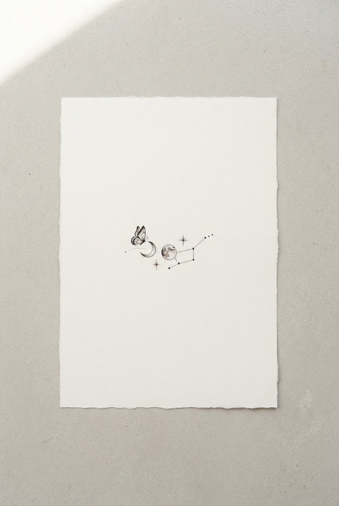 Dainty Wrist Micro Moon Piece — butterfly tattoo under breast style outfit