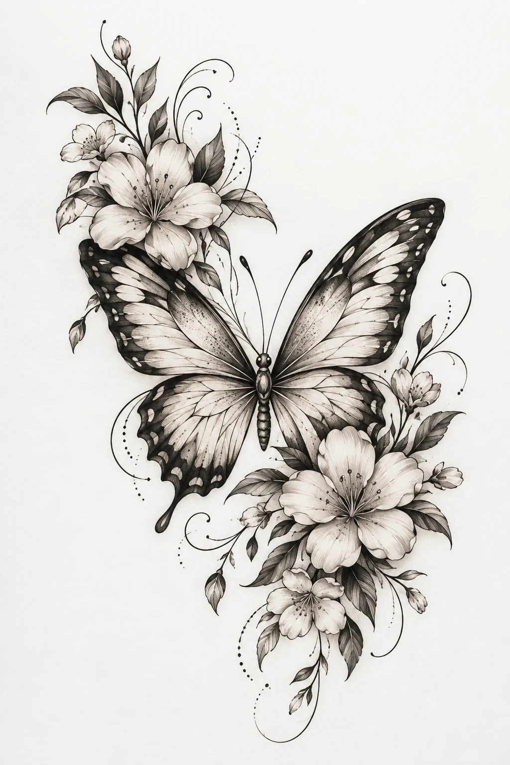 Butterfly Tattoo With Words and Flowers — butterfly tattoo with words style outfit