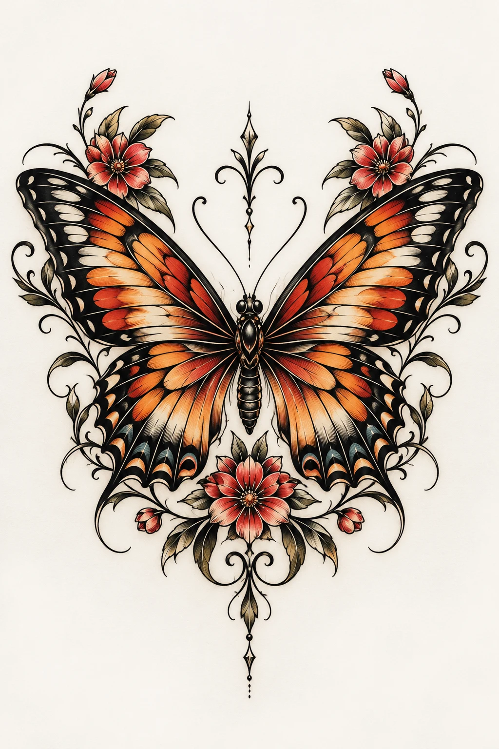 Traditional Style Butterfly Tattoo With Text — butterfly tattoo with words style outfit