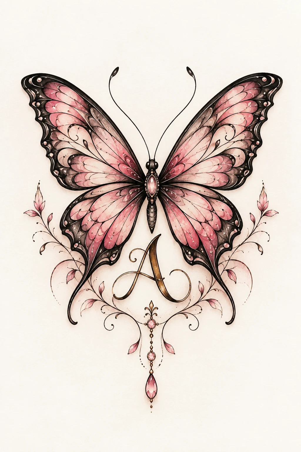 Butterfly With a Single Initial — butterfly tattoo with words style outfit