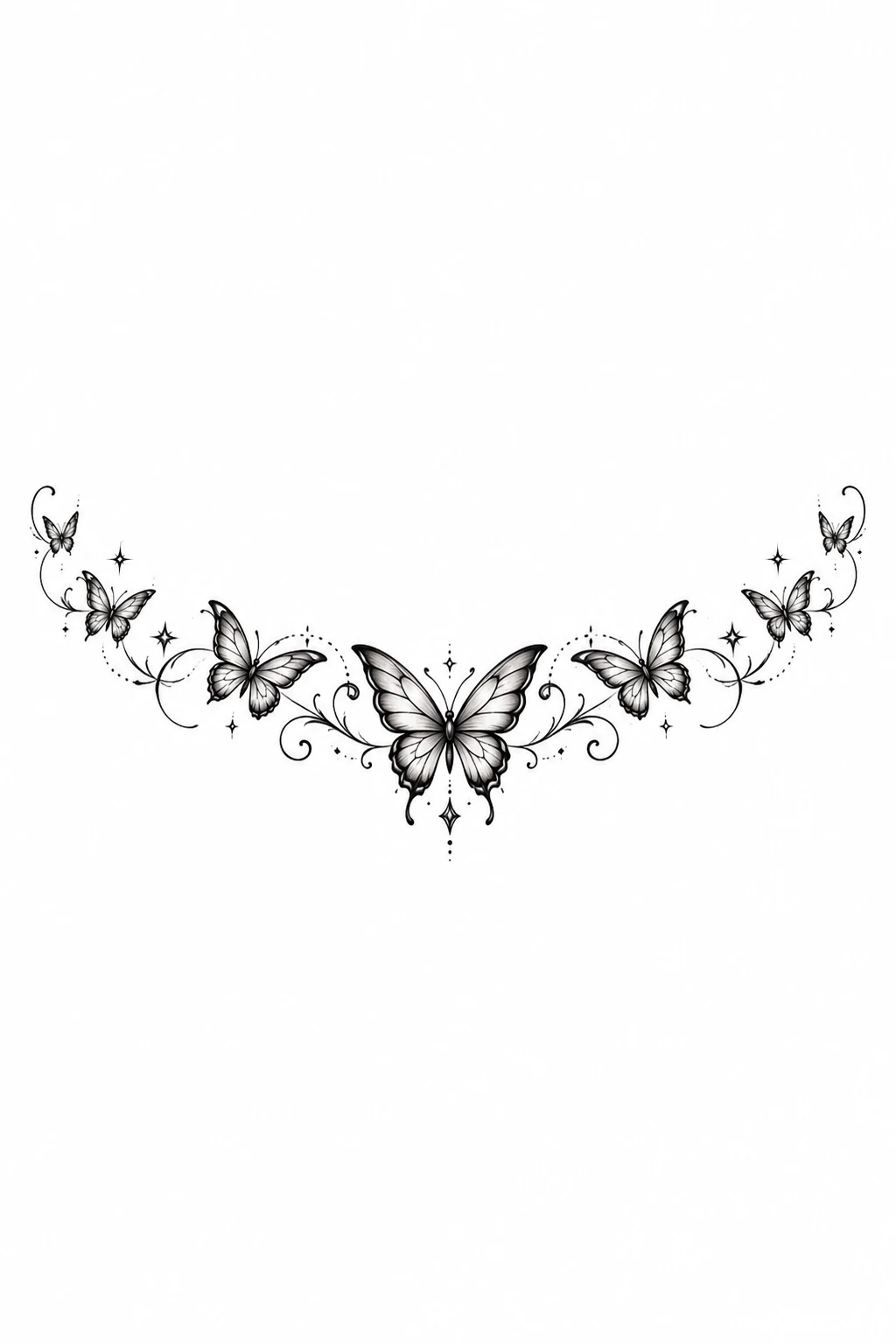Butterfly Trail Across the Lower Back — butterfly tramp tattoo style outfit