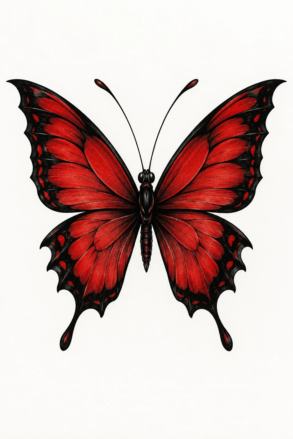 Red Butterfly With Black Details — butterfly tramp tattoo style outfit