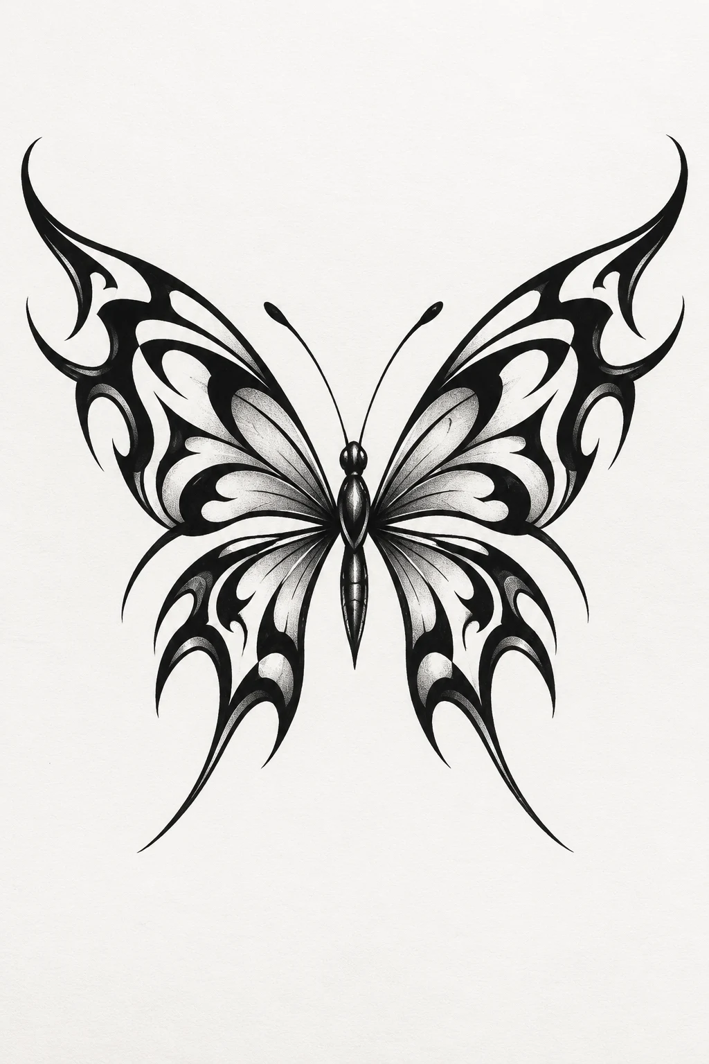 Butterfly With Tribal Wing Patterns — butterfly tramp tattoo style outfit