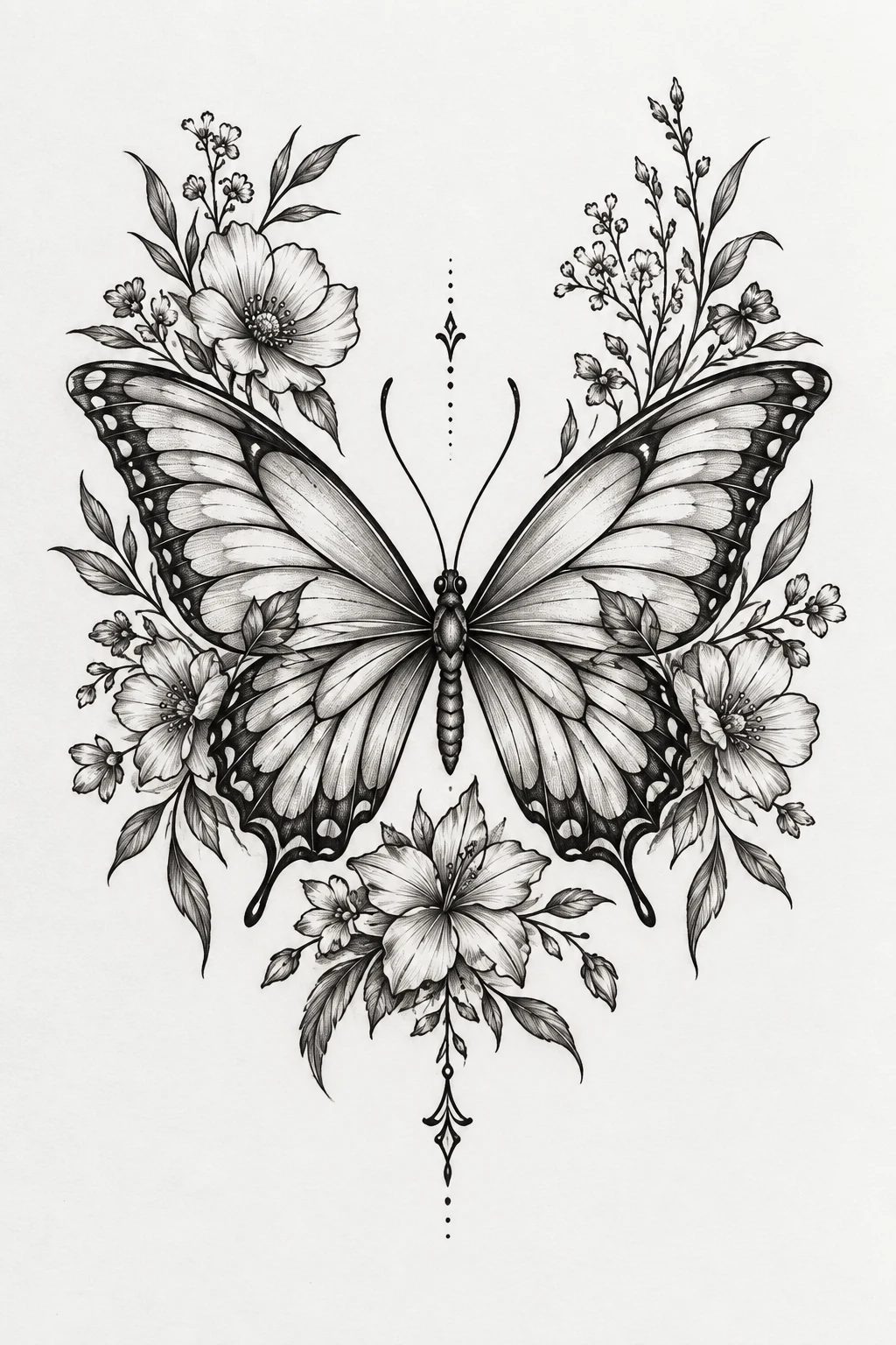 Butterfly With Birth Flowers — butterfly tramp tattoo style outfit