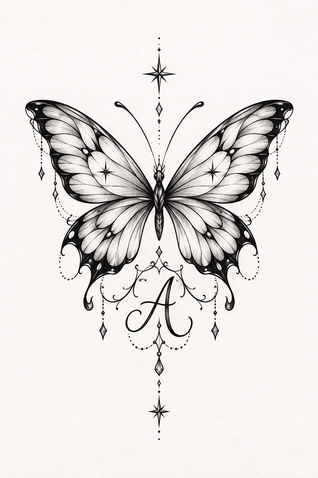 Butterfly With Initial — butterfly tramp tattoo style outfit