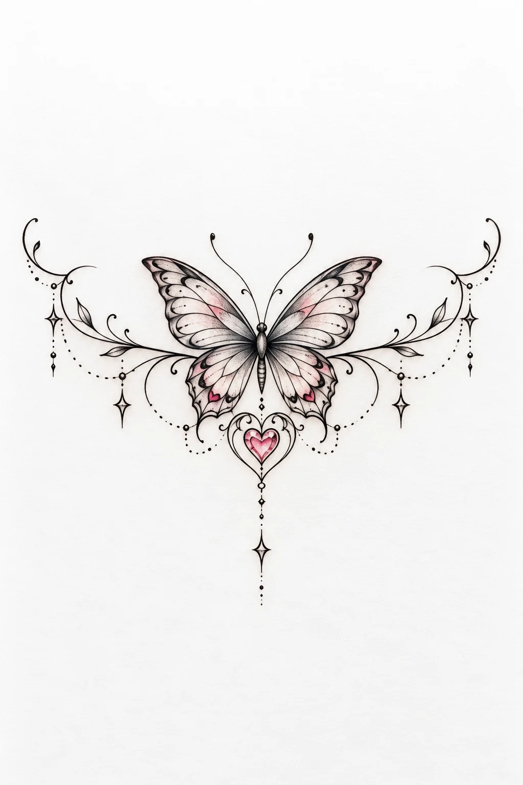 Small Butterfly With a Heart — butterfly underboob tattoo style outfit