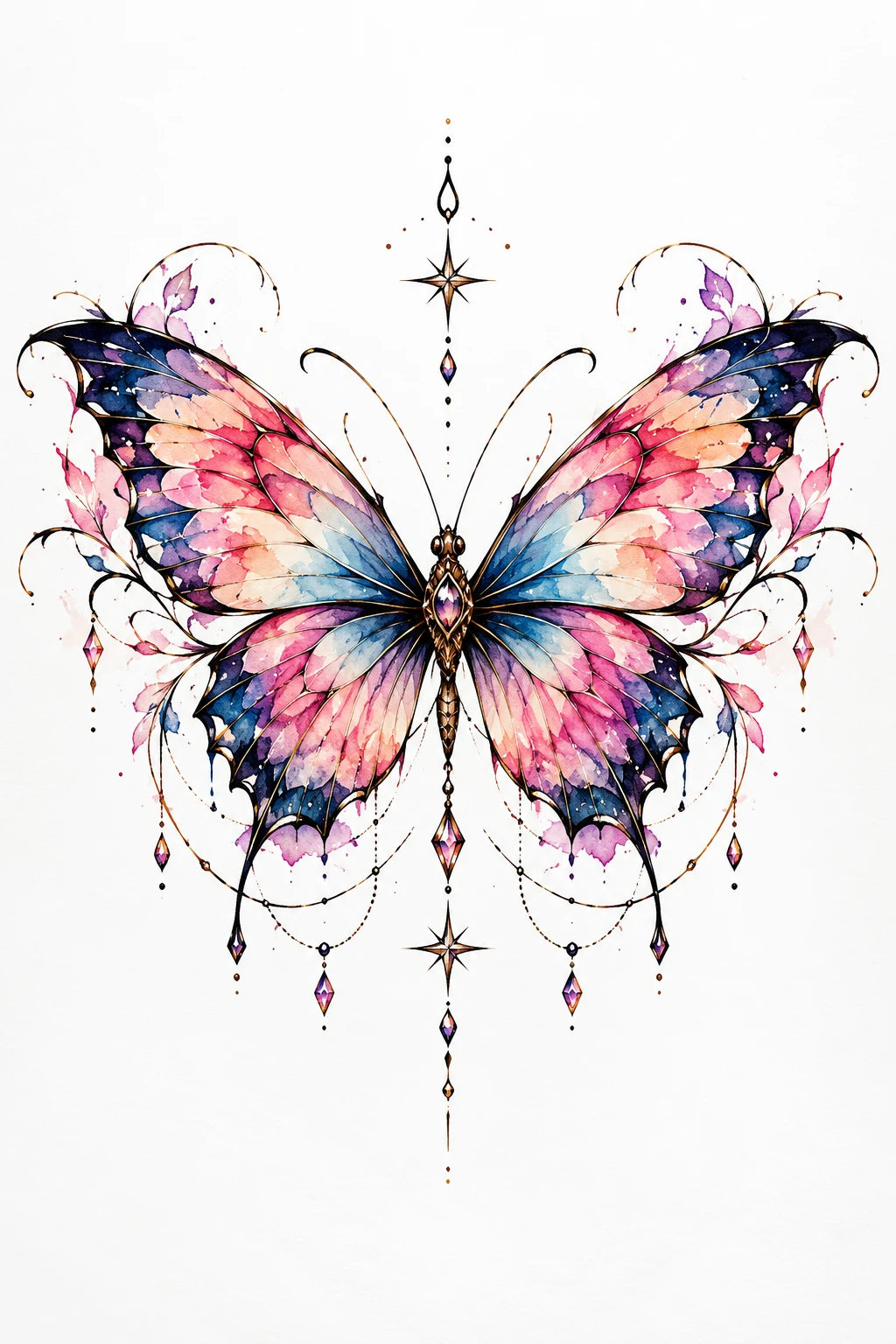 Colorful Watercolor Butterfly — butterfly underboob tattoo style outfit