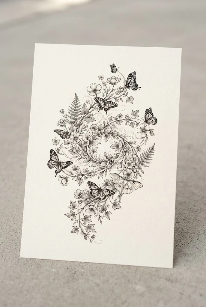 Forearm Floral and Fauna Orbit — butterfly wrap around tattoo style outfit