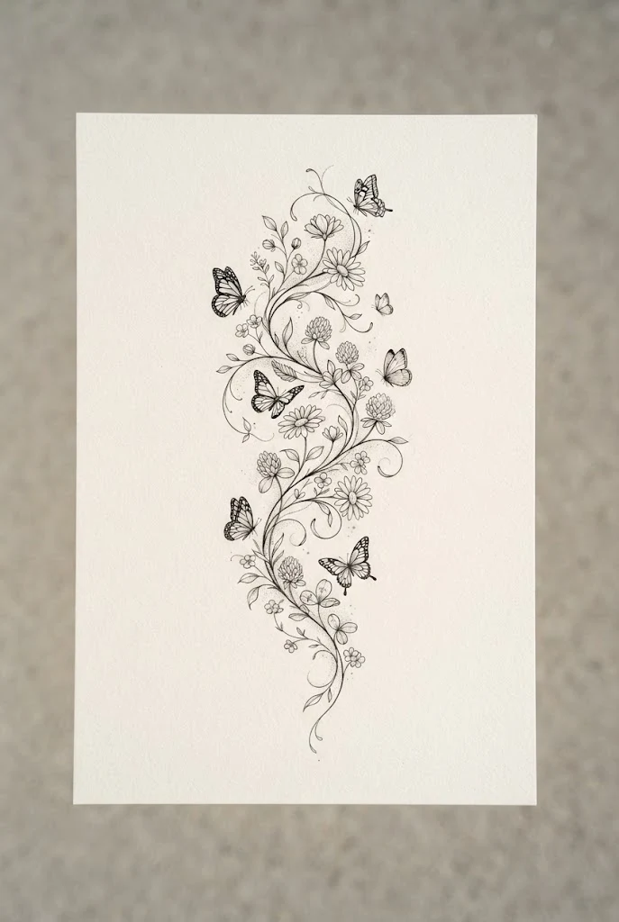 Delicate Ankle Vine Cascade — butterfly wrap around tattoo style outfit