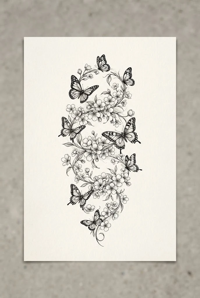 Spring Blossom Spiral — butterfly wrap around tattoo style outfit