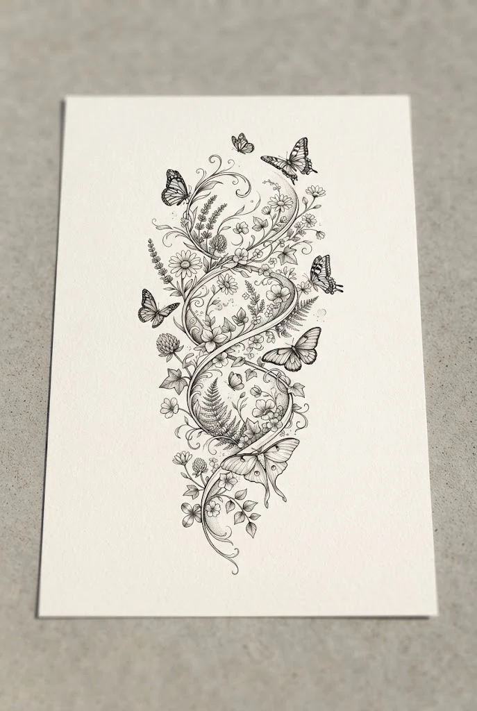 Serene Leg Helix Garden — butterfly wrap around tattoo style outfit