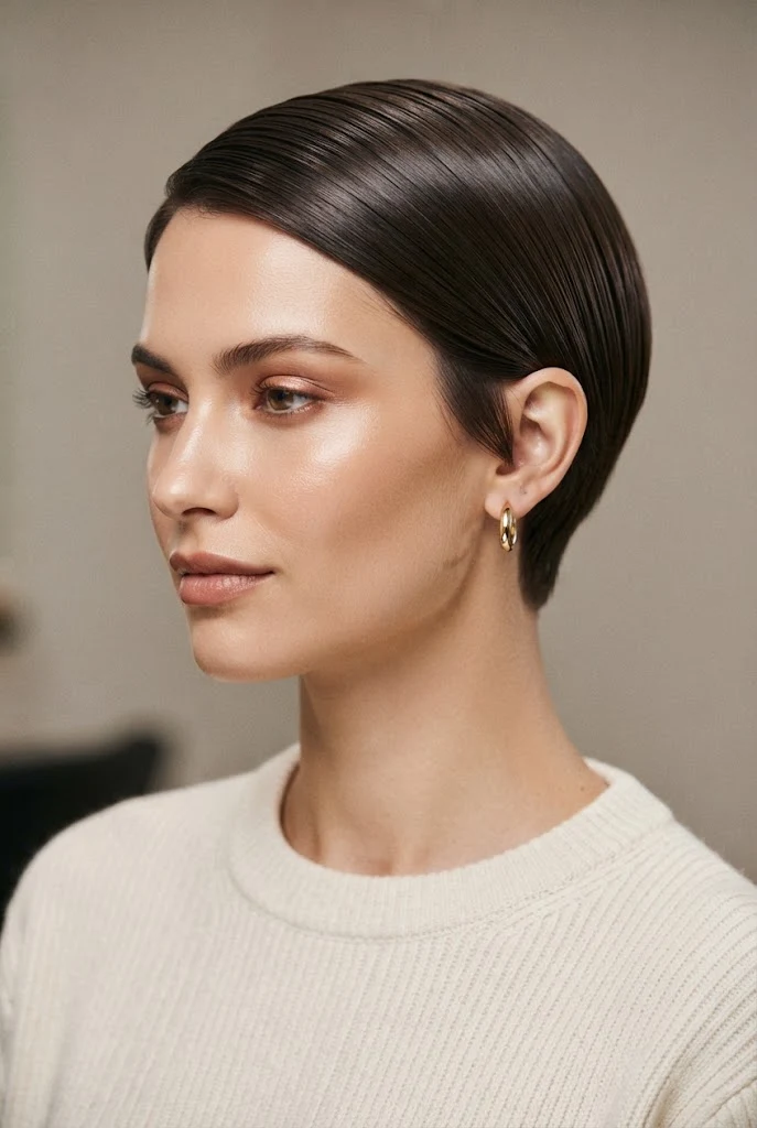The Sleek Tucked-Behind-Ears Crop — casual short hairstyles simple style outfit