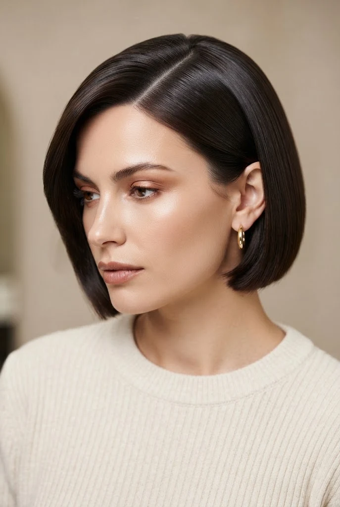 The Sleek Side Part — casual short hairstyles simple style outfit