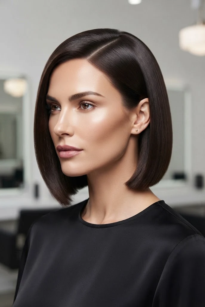 The Sleek Side-Parted Bob — casual short hairstyles simple style outfit