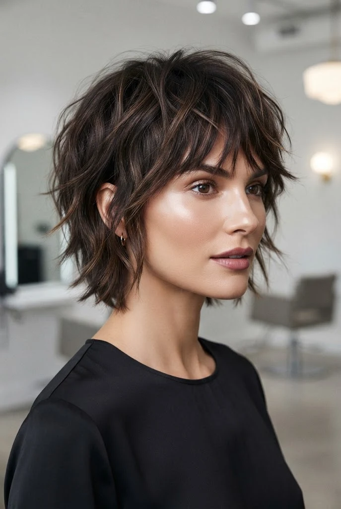 The Textured Layered Shag Crop — casual short hairstyles simple style outfit