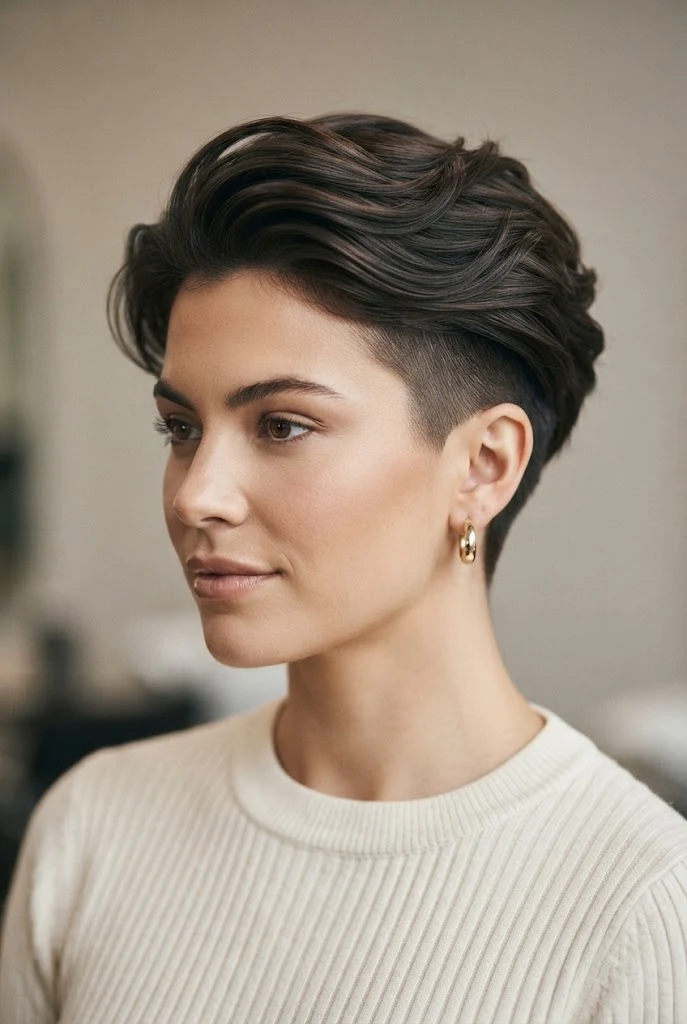 The Soft Undercut Sweep — casual short hairstyles simple style outfit