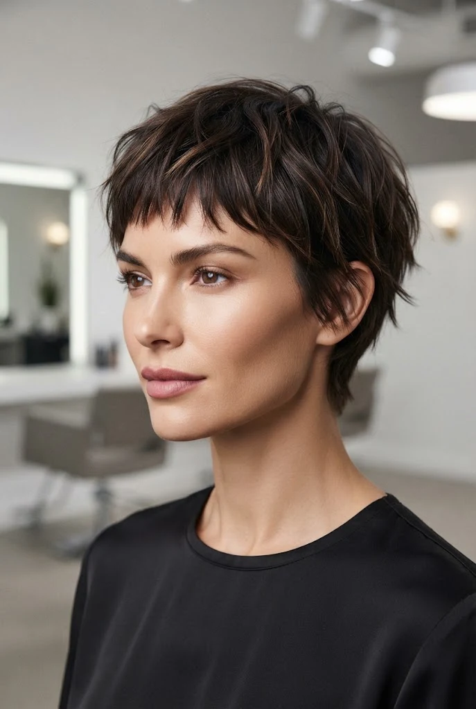 The Messy Air-Dried Micro-Bangs — casual short hairstyles simple style outfit