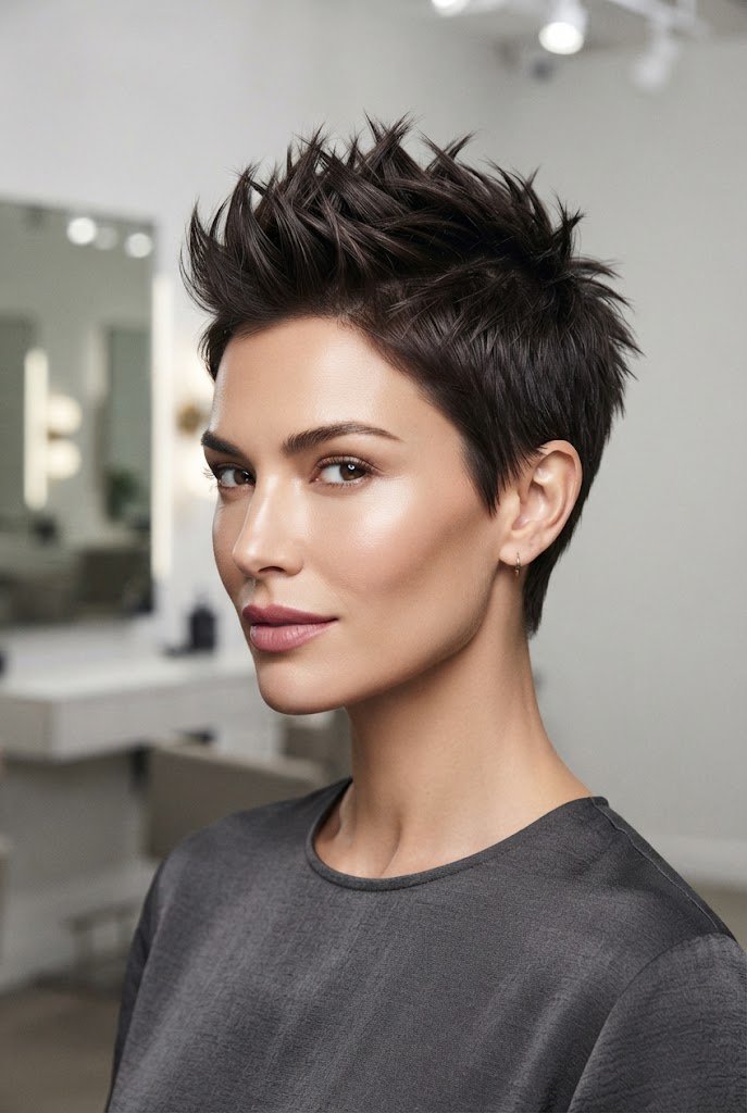 The Playful Spiky Mini-Hawk — casual short hairstyles simple style outfit