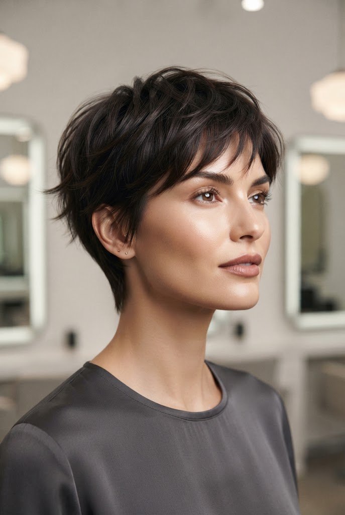 The Soft Feathered Crop — casual short hairstyles simple style outfit