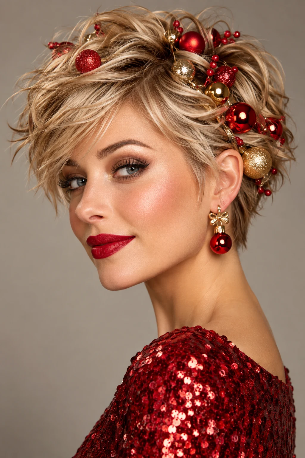 Crazy Christmas Ornament Pixie — Christmas hairstyles for short hair style outfit
