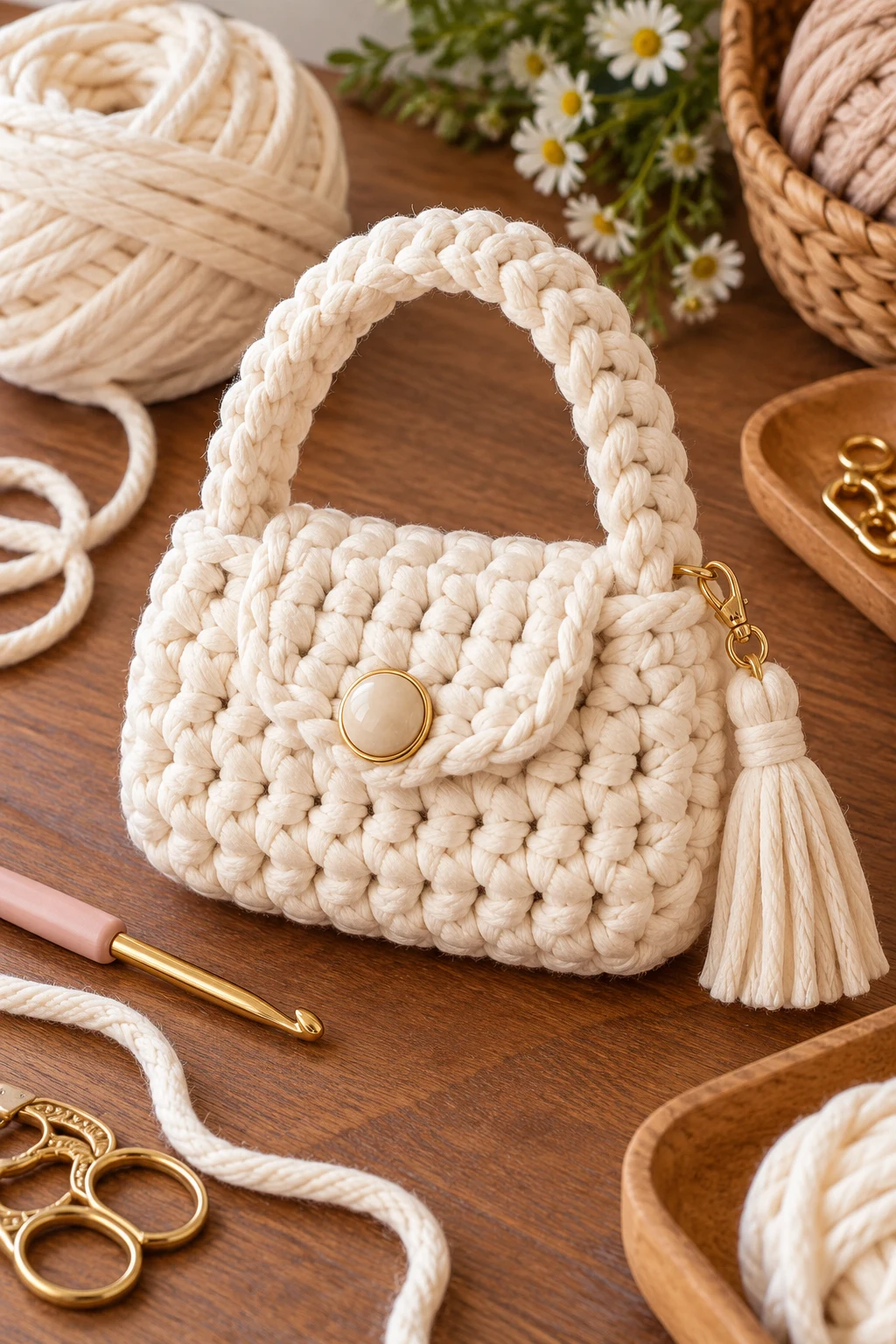 Chunky Crochet Mini Bag — chunky bag crochet style outfit