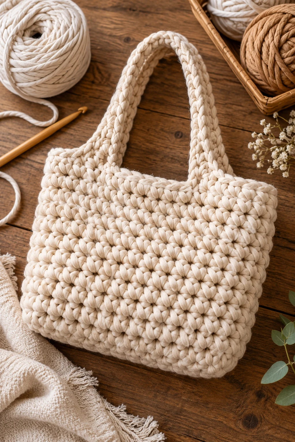 Beginner-Friendly Chunky Crochet Bag — chunky bag crochet style outfit