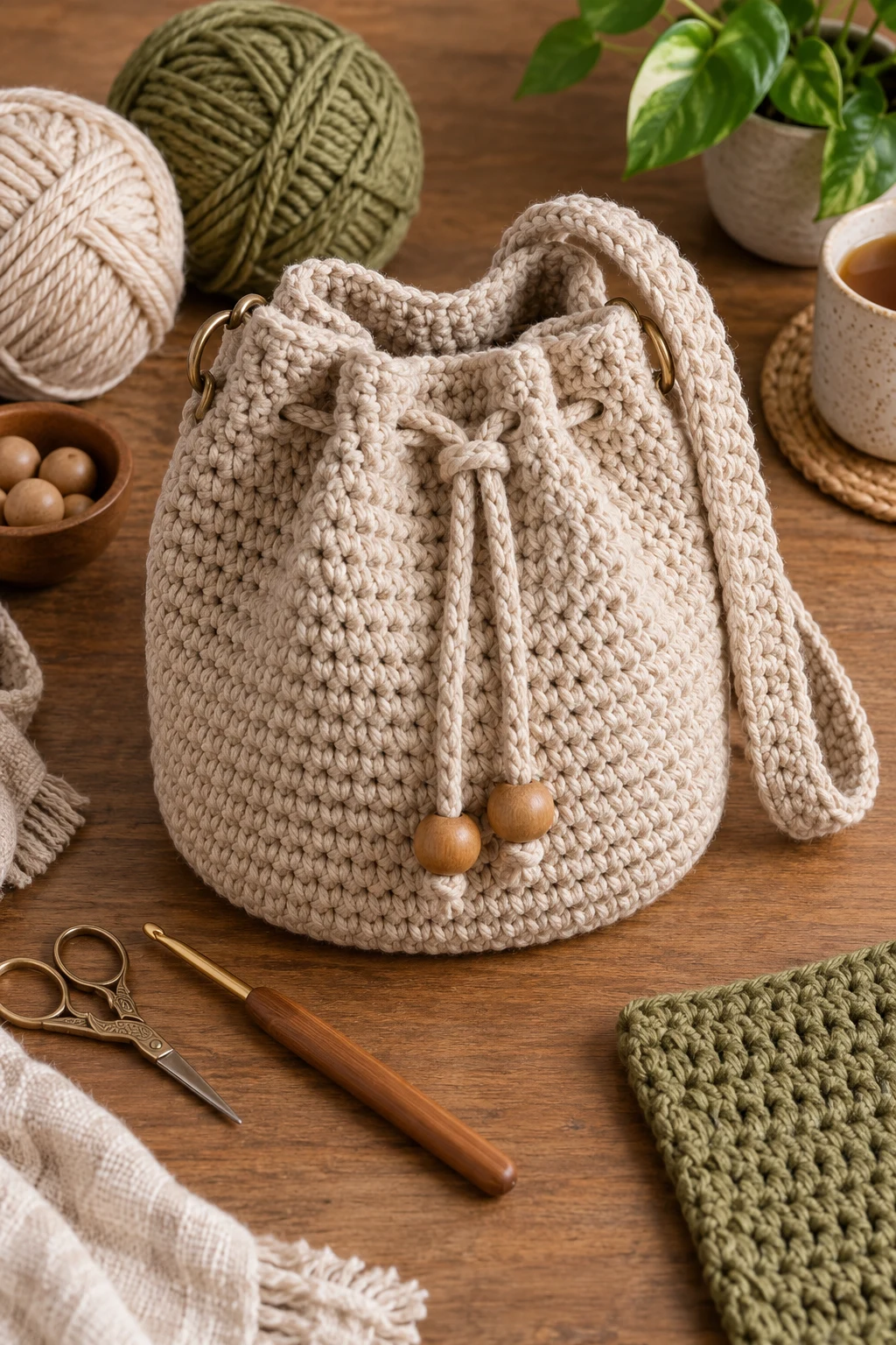 The Beginner-Friendly Bucket Bag — chunky crochet bag style outfit
