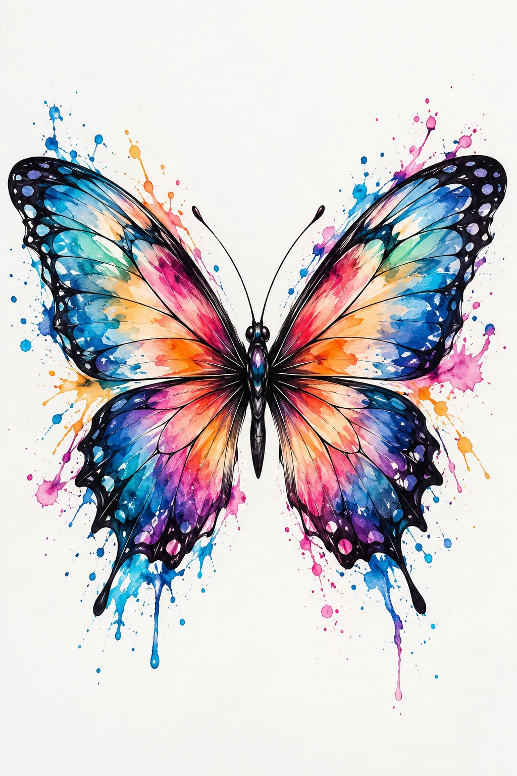 Watercolor Wing Splash — colorful butterfly tattoo style outfit