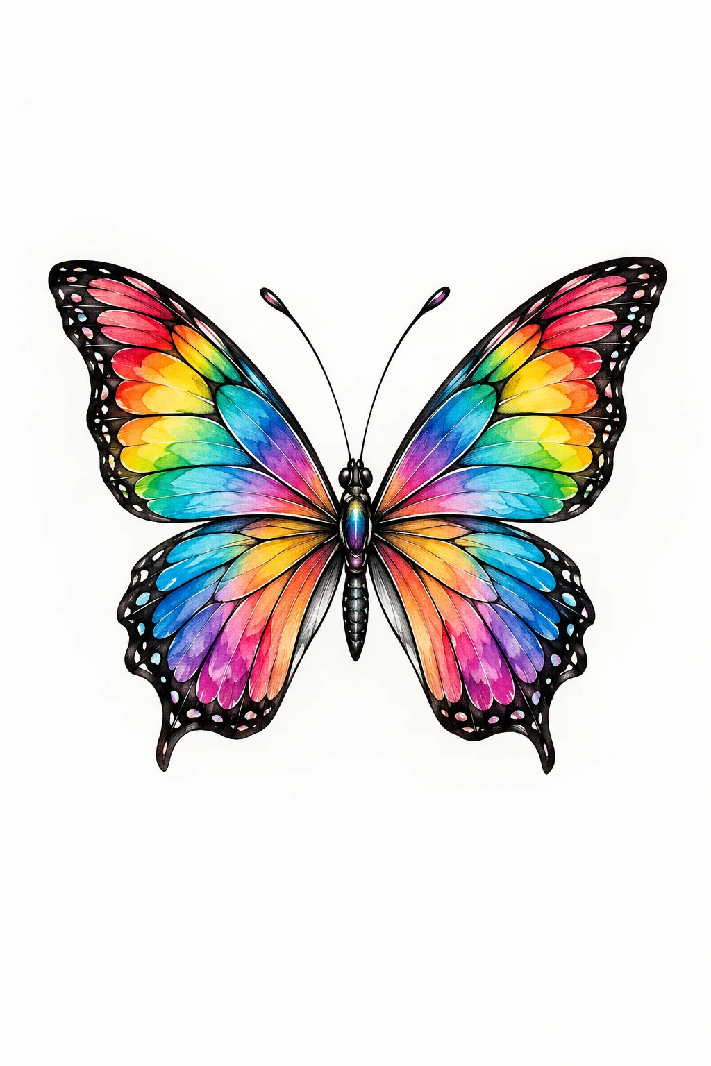 Tiny Rainbow Butterfly — colorful butterfly tattoo style outfit