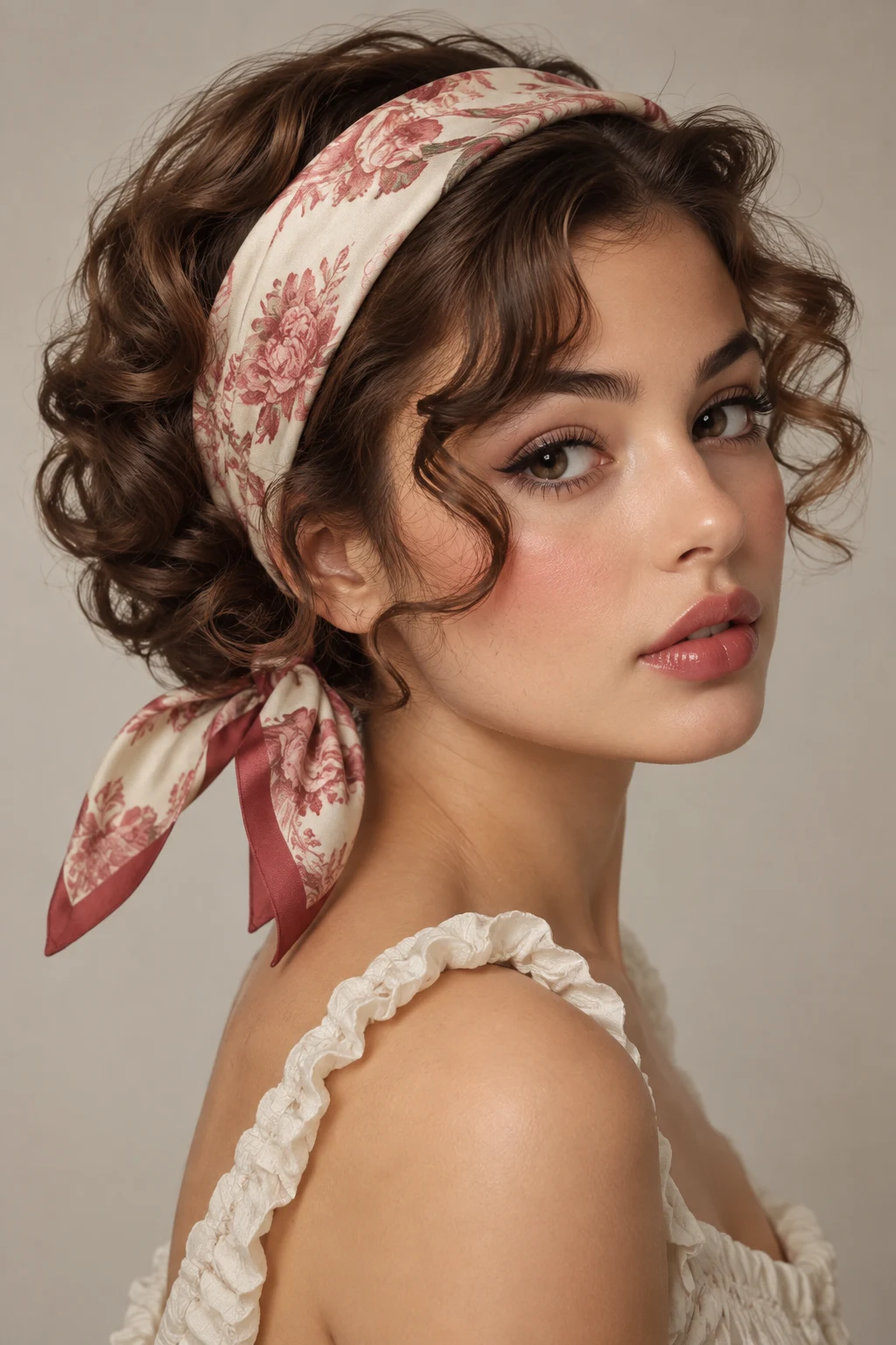 The Scarf-and-Curl Combo — coquette hairstyles short style outfit