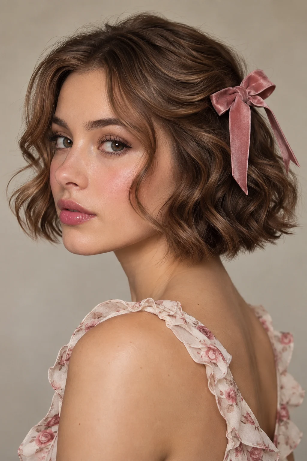 Rosy Ribbon Waves — coquette hairstyles short style outfit