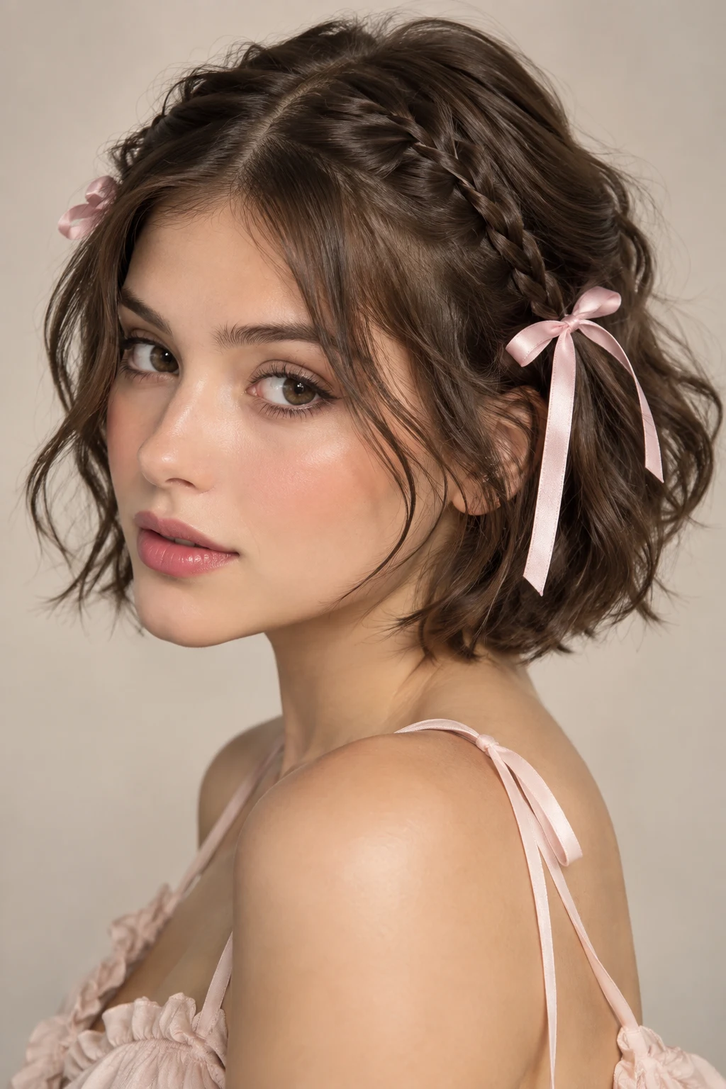 Tiny Braids and Ribbon Ties — coquette hairstyles short style outfit