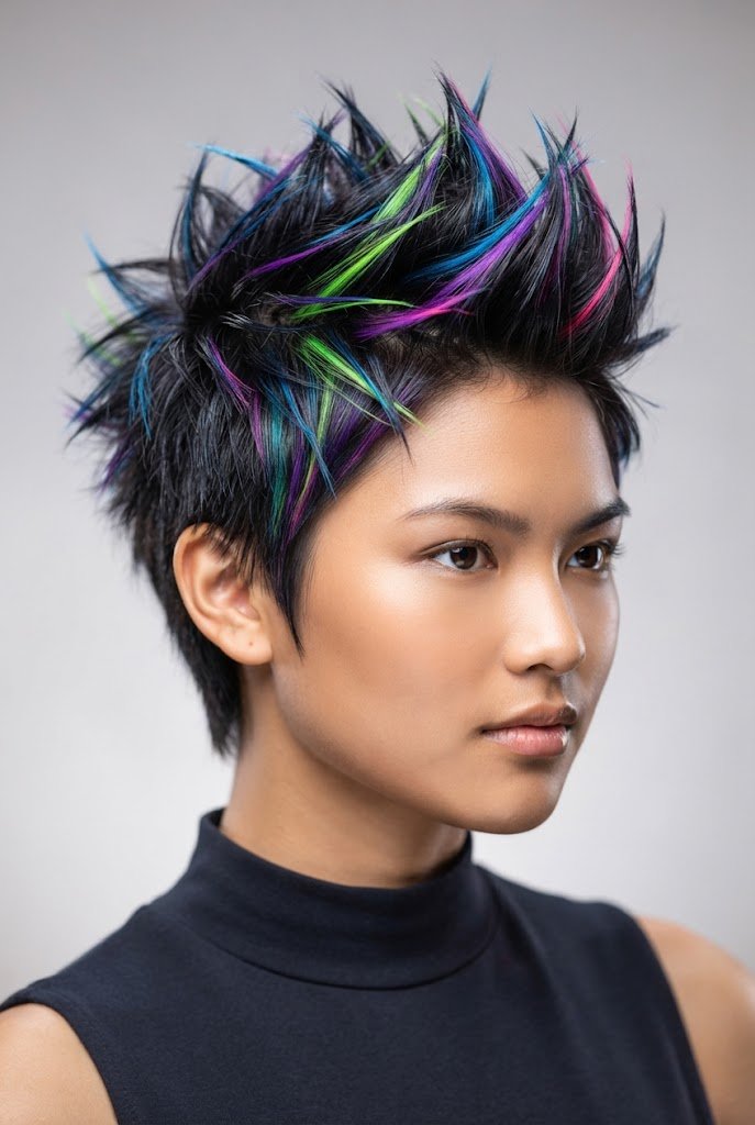 Neon Spike Illusion — crazy hairstyles for short hair easy style outfit