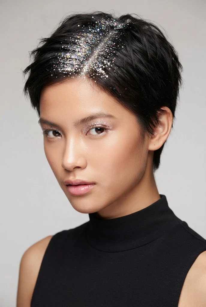 Glitter Root Explosion — crazy hairstyles for short hair easy style outfit