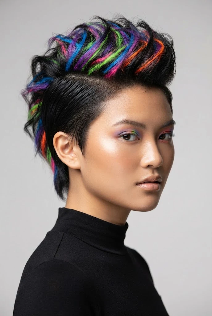 Faux-Hawk Color Splash — crazy hairstyles for short hair easy style outfit
