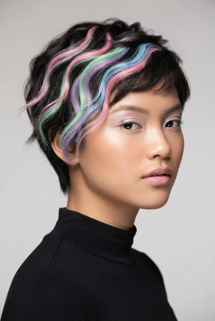 Pastel Crayon Waves — crazy hairstyles for short hair easy style outfit