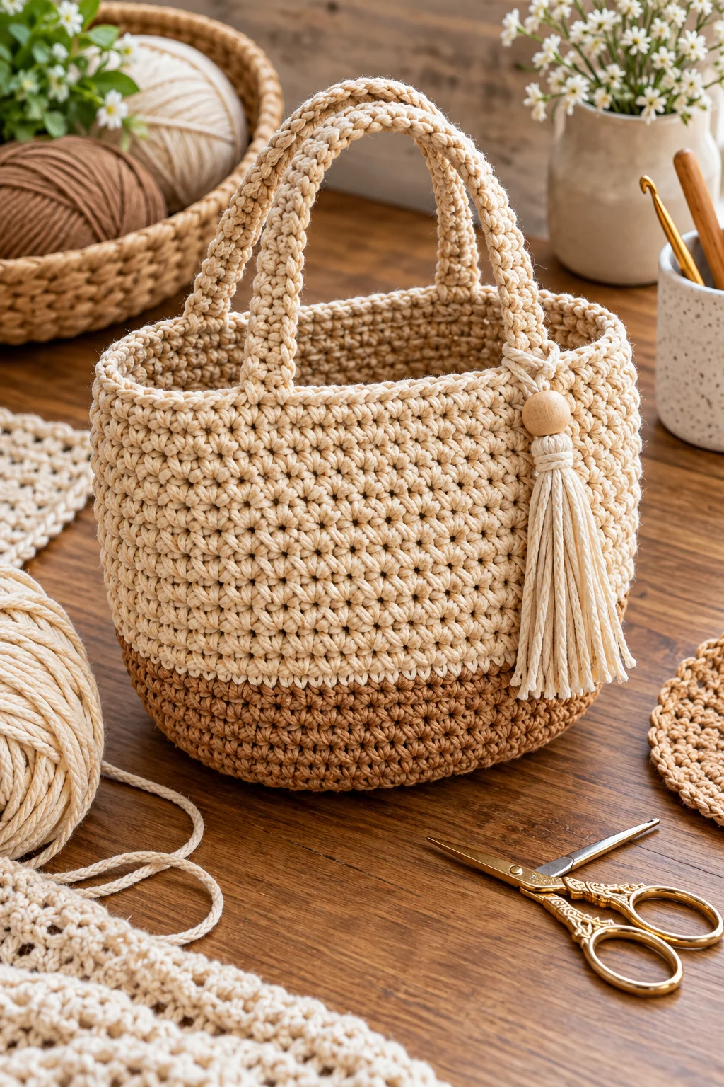Beginner-Friendly Basket Bag — crochet a bag style outfit