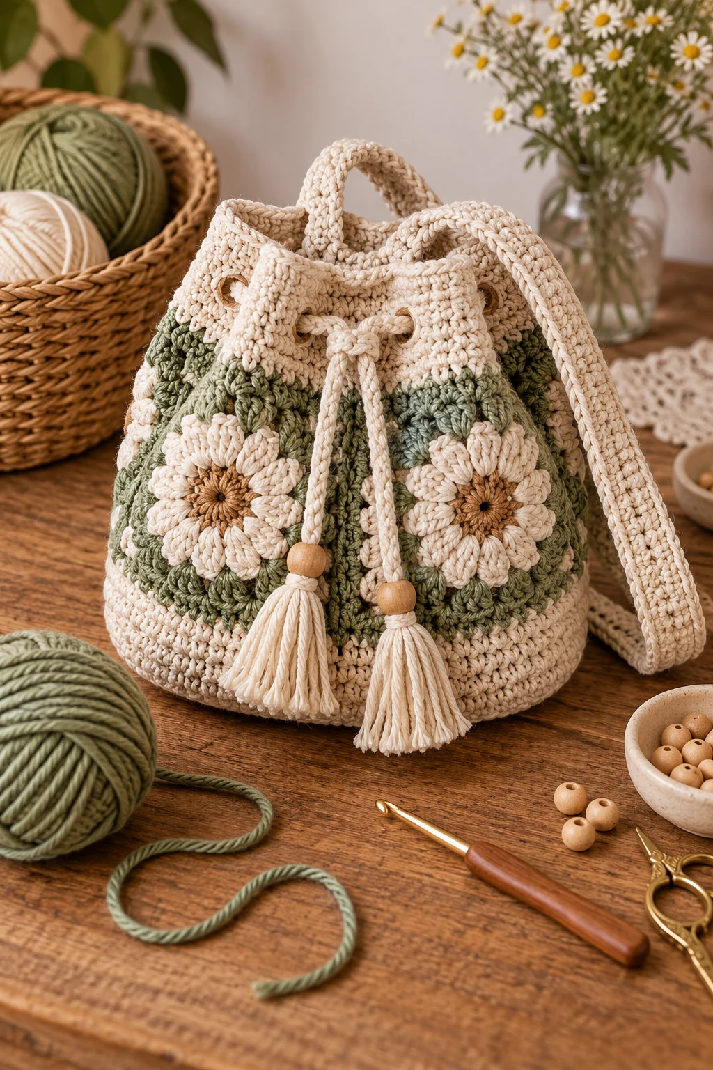 Drawstring Bucket Bag — crochet a bag style outfit