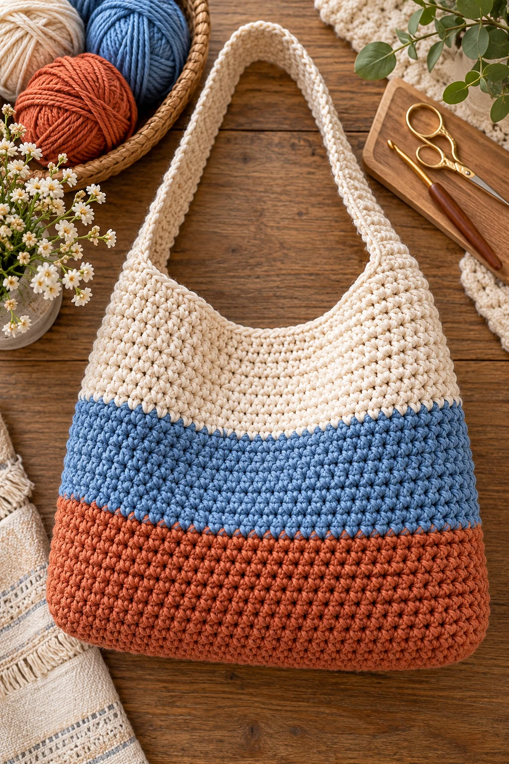 Color-Block Everyday Bag — crochet a bag style outfit