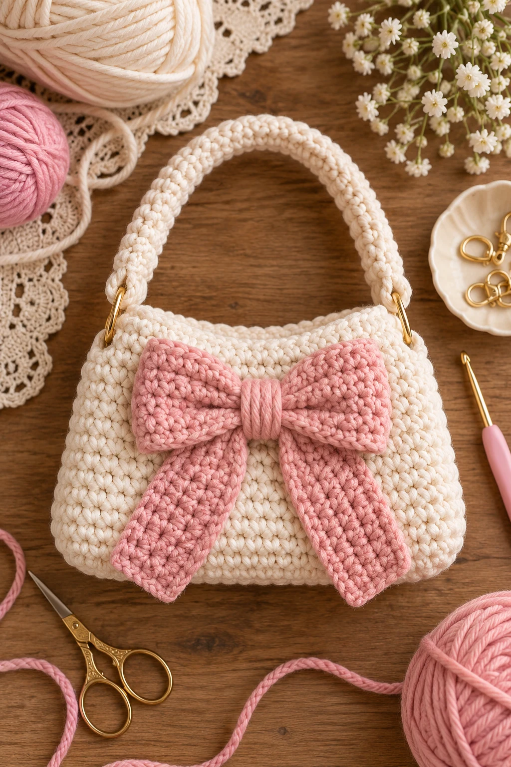 Mini Bow Purse — crochet a bag style outfit