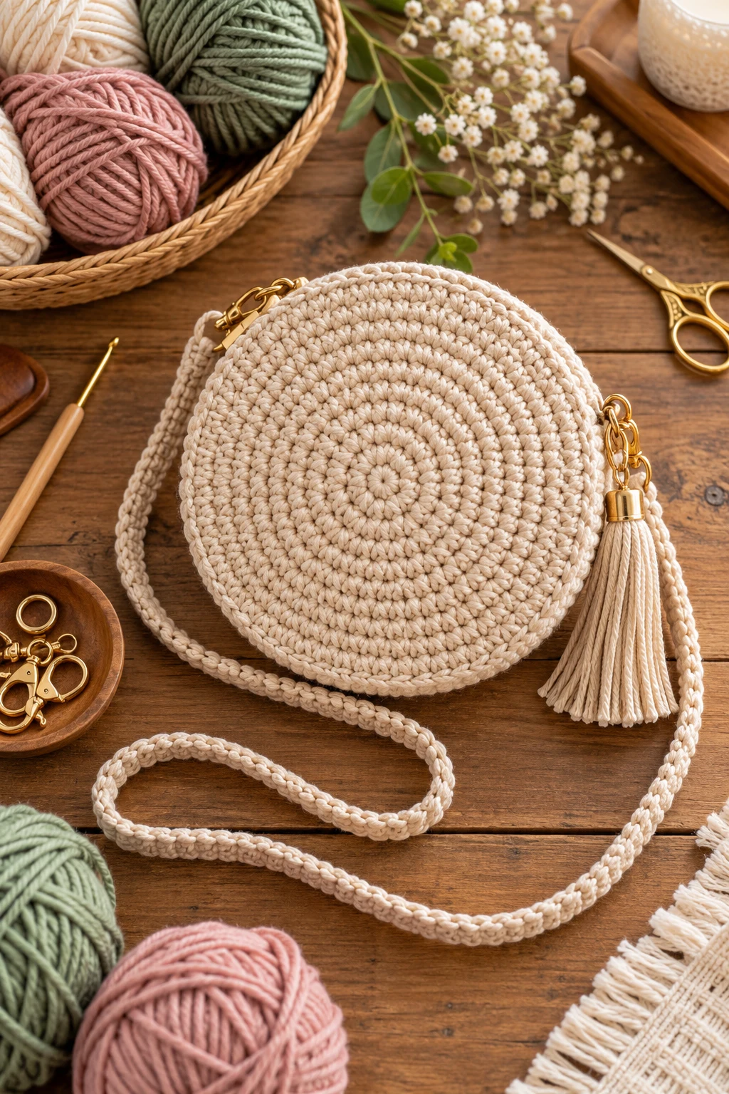 Round Crochet Crossbody — crochet a bag style outfit