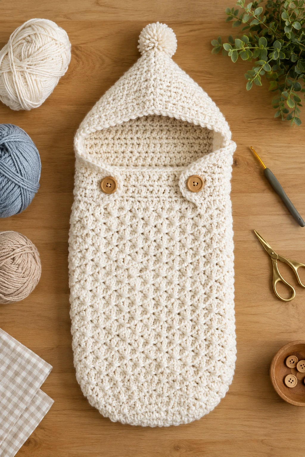 Crochet Baby Sleeping Bag With Hood — crochet baby sleeping bag style outfit