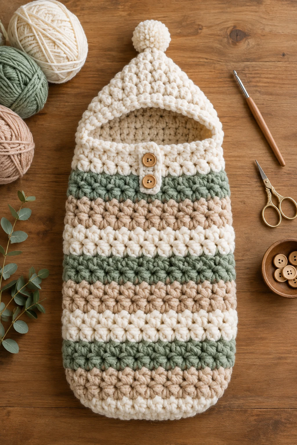 Chunky Textured Crochet Baby Sleeping Bag — crochet baby sleeping bag style outfit