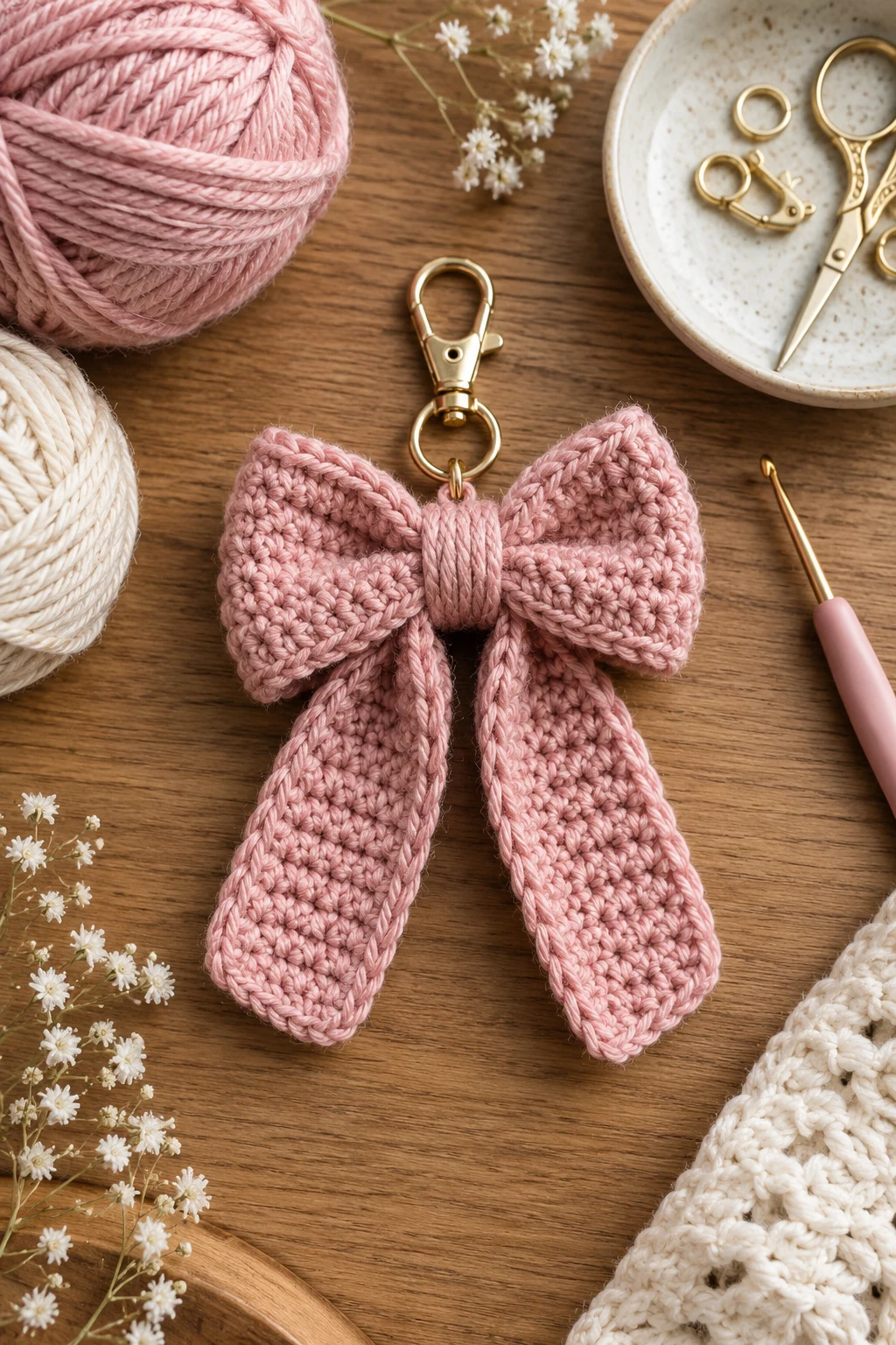 Crochet Bow Bag Charm — Crochet bag accessories style outfit