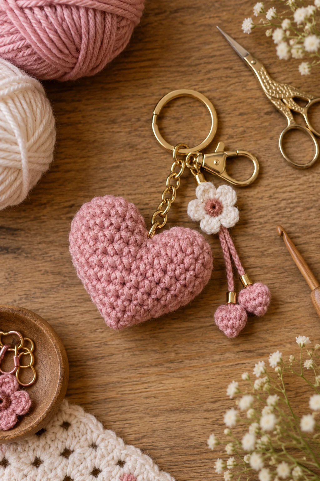 Crochet Heart Keychain — Crochet bag accessories style outfit