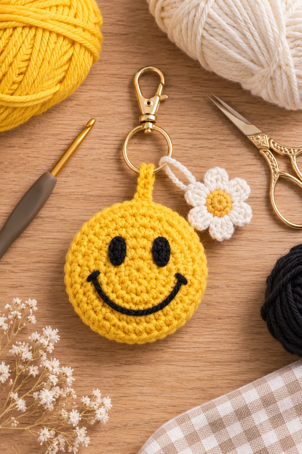 Smiley Face Bag Charm — Crochet bag accessories style outfit