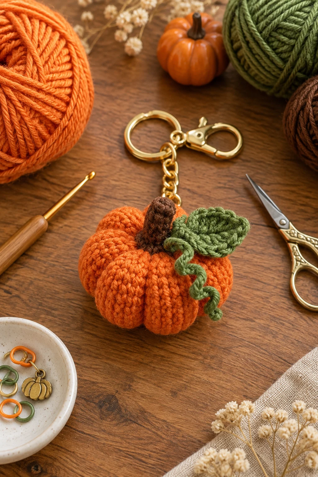 Mini Pumpkin Bag Charm — Crochet bag accessories style outfit