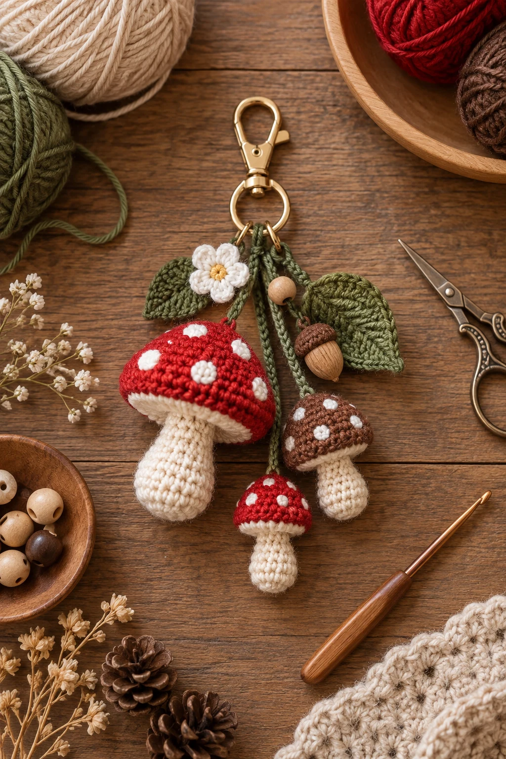 Mushroom Forest Charm — Crochet bag accessories style outfit