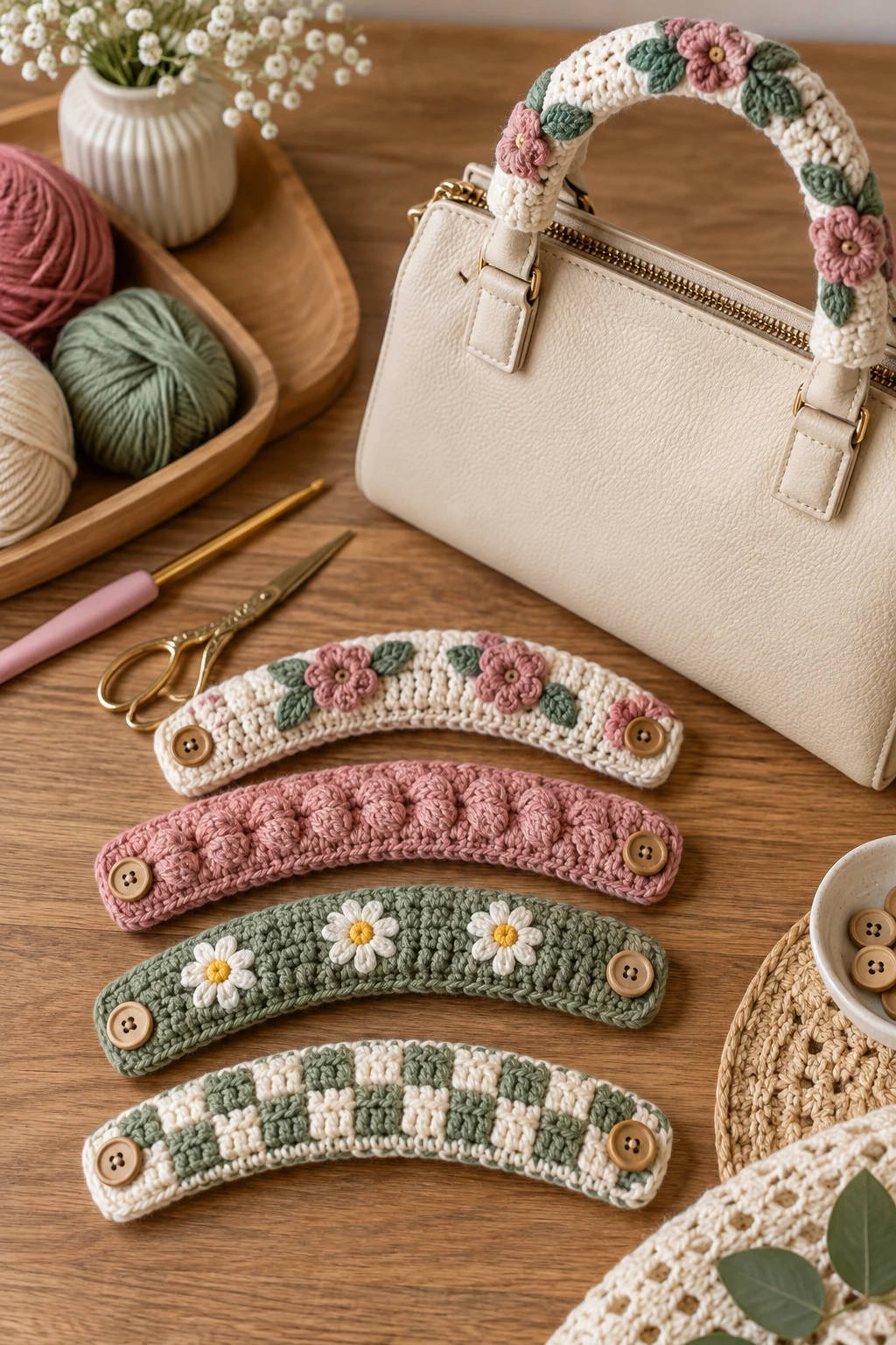 Crochet Bag Handle Wrap — Crochet bag accessories style outfit